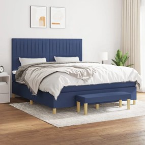 vidaXL Cama com molas/colchão 180x200 cm tecido azul