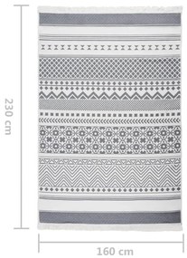 Tapete 160x230 cm algodão cinzento e branco