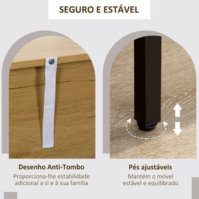 HOMCOM Conjunto de 2 Aparadores de Cozinha Aparador para Sala de Estar com Portas de Vidro e Pés de Metal para Sala de Jantar Dormitório 160x40x76cm Carvalho e Preto