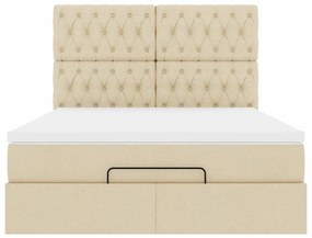 Estrutura de cama otomana com colchão tecido creme 140x200cm