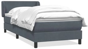 Cama com molas/colchão cinza-escuro 80x220 cm veludo