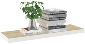Prateleira parede suspensa 80x23,5x3,8 cm MDF carvalho e branco