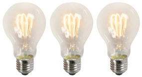 Conjunto de 3 lâmpadas LED E27 filamento torcido A60 transparente 3W 210lm 2200K