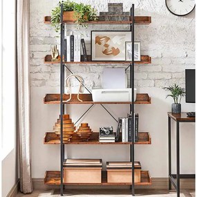Estante com 5 níveis 100 x 28 x 178 cm Castanho Vintage-preto