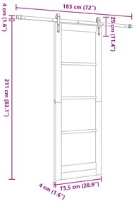 Conjunto de Porta Deslizante vidaXL com Conjunto de Ferragens Branca 7