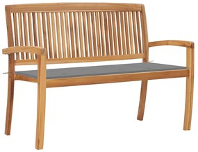 Banco de jardim empilhável c/ almofadão 128,5 cm teca maciça