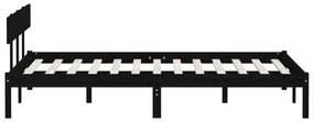 Estrutura de cama 140x190 cm pinho maciço preto