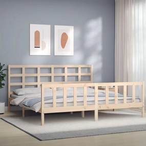vidaXL Estrutura de cama com cabeceira 180x200 cm madeira maciça