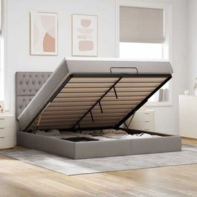 moldura de cama otomana vidaXL com tecido Taupe 180x200cm