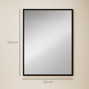 Espelho de Parede Retangular, 76 x 2 x 101 cm, Moldura em MDF, Preto