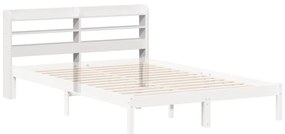 Cabeceira com prateleiras 160 cm madeira de pinho maciça branco