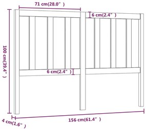 Cabeceira de cama 156x4x100 cm pinho maciço branco