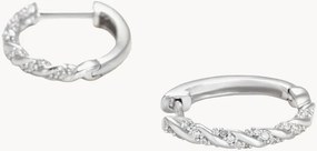 Brincos de argola em ouro branco com diamantes Trenzas, 0,15 quilates