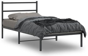 vidaXL Estrutura de cama com cabeceira 100x200 cm metal preto