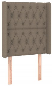 Cabeceira cama c/ LED tecido 83x16x118/128 cm cinza-acastanhado