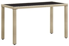 46449 vidaXL Mesa de jardim 123x60x74 cm vime PE bege