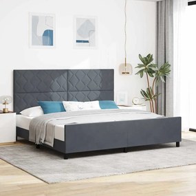 vidaXL Cama Box com cabeceira Cinzento escuro 200 x 200 cm Veludo
