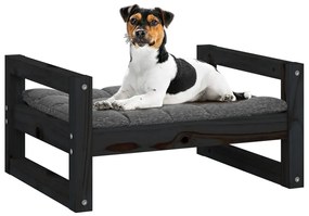 Cama para cães 55,5x45,5x28 cm madeira de pinho maciça preto
