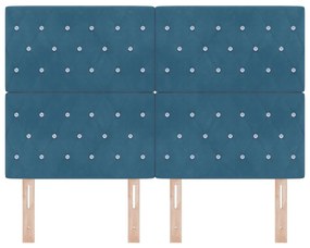 Cabeceira de Veludo Losangos com cabeceira Azul Escuro 144 cm Veludo