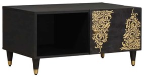 vidaXL Mesa de centro Preto 80 x 50 x 40 cm Madeira de manga maciça