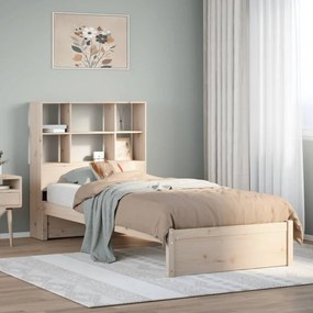 vidaXL Cama com estante sem colchão 100x200 cm pinho maciço