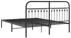 Estrutura de cama com cabeceira 160x200 cm metal preto