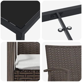 Conjunto de Jantar de Jardim de 7 Peças com Almofadas em Polyrattan Ca