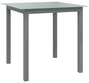 vidaXL Mesa de jardim em alumínio e vidro 80x80x74 cm cinzento-claro