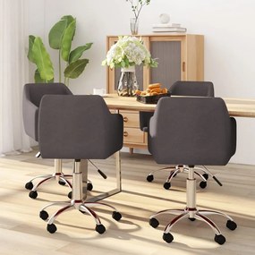 vidaXL Cadeiras de jantar giratórias 4 pcs tecido cinzento-acastanhado