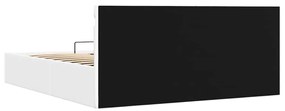 Cama hidráulica c/ arrumação LED 180x200 cm couro artif. branco