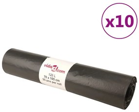 vidaXL Sacos do lixo 250 pcs 120 L preto