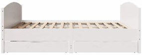 Cama sem colchão 160x200 cm madeira de pinho maciça branco