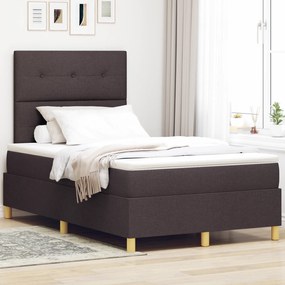 vidaXL Cama Box Spring com Colchão Marrom Escuro 120x200 cm Tecido