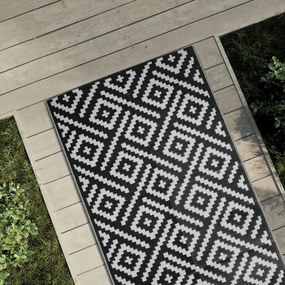 Tapete de exterior 80x150 cm ARAKIL PP branco e preto