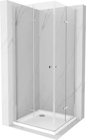 Mexen Lima Duo cabine de duche dobrável 90 x 90 cm, transparente, cromado + base de duche Flat - 856-090-090-01-02-4010