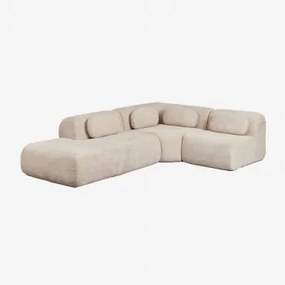 Sofá Modular De Canto Em Chenille De 3 Peças Com Chaise Longue À Esquerda Embalado A Vácuo Mérida Chenille Grossa Bege Tapioca - Sklum