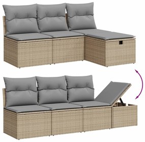 8 pcs conjunto de sofás p/ jardim com almofadões vime PE bege