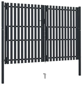 Portão de cerca com porta dupla 306x200 cm aço antracite