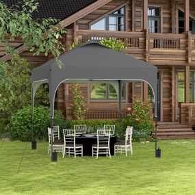 Tenda de jardim pop-up dobrável 2,5 x 2,5 m, altura ajustável, tecido Oxford com proteção UV50+, estrutura em aço, saco de transporte cinzento