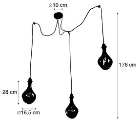 Candeeiro de suspensão dourado 3-luzes com LED espelho dourado regulável - Cava Luxe Moderno