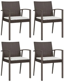 5 pcs conjunto de jantar p/ jardim c/ almofadões vime PE e aço