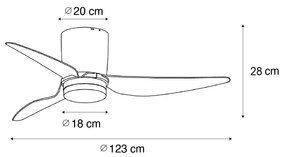 Ventilador de teto branco com LED incluído e comando remoto - Patty Moderno