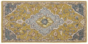 Tapete de lã amarelo e azul 80 x 150 cm MUCUR Beliani