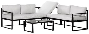 Outsunny Conjunto de Móveis de Jardim 3 Peças de Alumínio com Mesa de Vidro Sofá de 2 Lugares e Sofá de 3 Lugares 212x70x64cm | Aosom Portugal