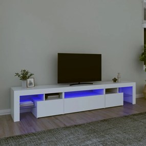 Móvel de TV com luzes LED 215x36,5x40 cm branco