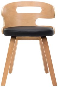 Cadeiras jantar 2 pcs madeira curvada e couro artificial preto