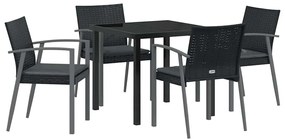 Conjunto de jantar de jardim de 5 peças com almofadas em rattan e poli