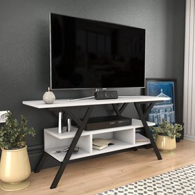 Móvel TV Minerva – Preto e Branco – 120 cm x 35 cm x 55 cm