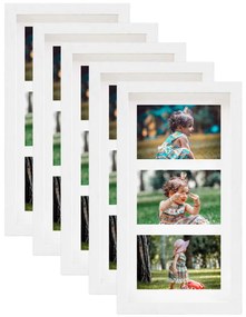 vidaXL Molduras 3D 5 pcs 18x35 cm para foto de 3x(10x15 cm) branco