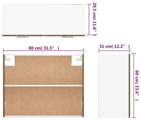 Armário suspenso 80x31x60 cm madeira proces. carvalho castanho